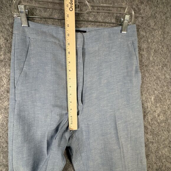 Zara Linen Cotton Blend Flat Front Chinos Pants Trousers Tapered Leg Med Hi Rise - Picture 5 of 13